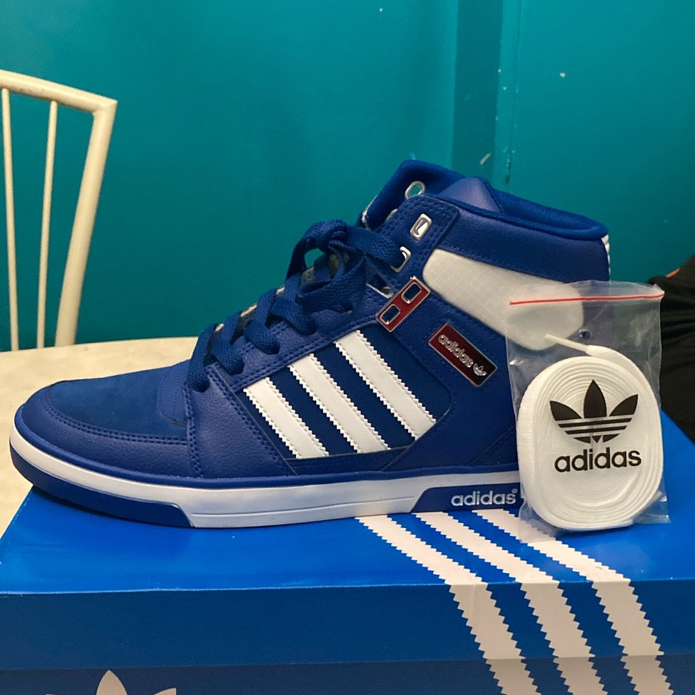 Adidas Blue and White Sneakers with Classic Stripes